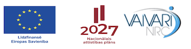 Eiropas Savienības, Nacionālā attīstības plāna 2027 un Vaivari NRC logotipi ir izvietoti viens otram blakus. Tekstā latviešu valodā norādīts ES līdzfinansējums un nacionālais plāns.